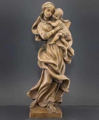 Holz - Madonna Mit Jesuskind,  Sehr Feine Gesichter 49 Cm Groß,  Hl.  Familie Bild
