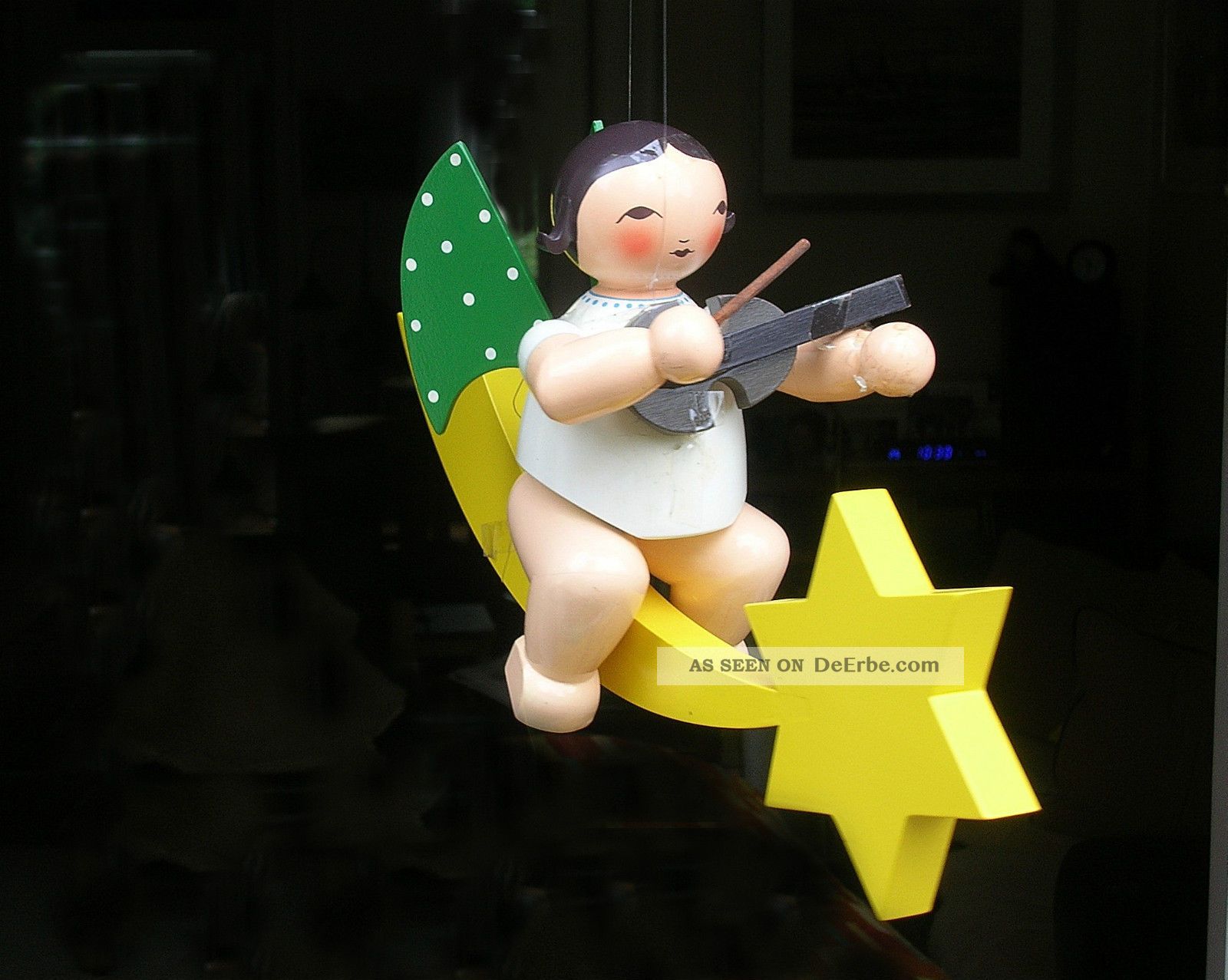 Großer Engel Auf Sternschnuppe Ca.  40 Cm.  Kunsthandwerk Aus Dem Erzgebirge Objekte nach 1945 Bild