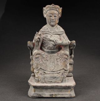Sammeln Alte Königin Skulpturen,  Holz,  China Selten Bild
