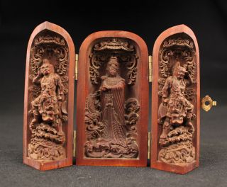 Sammeln Alte Kwan - Yin Immortal Skulpturen,  Buchsbaum,  China Selten Bild