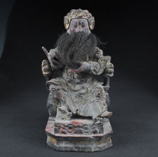 Große Sammeln Alte Guanyu 关羽 Held Skulpturen,  Holz,  China Selten Bild