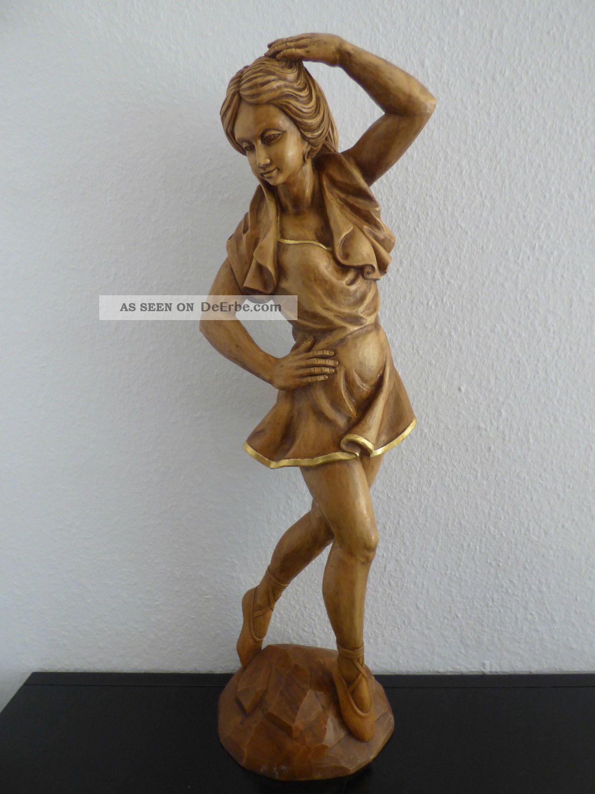 Tänzerin - Holzfigur - Handgeschnitzt - Riesige 80 Cm - Antik Holzarbeiten Bild