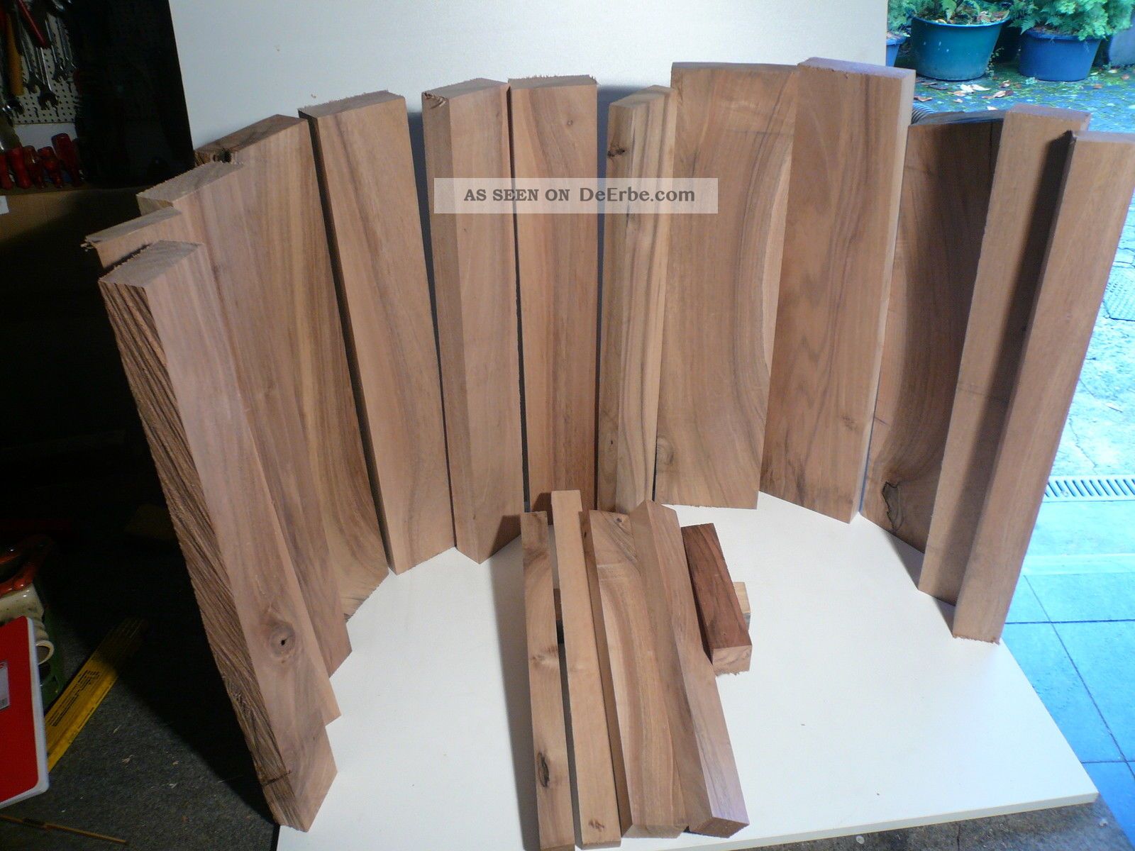 Nußbaum Abschnitte,  Sehr Schöne Stücke,  Sehr Alt,  Lufttrocken,  Kernig 19 Kg Holz Holzarbeiten Bild