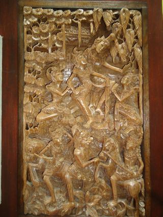 Älteres Reliefbild - Burmesisch/thailändische Kunst - Aus Einem Holz Bild