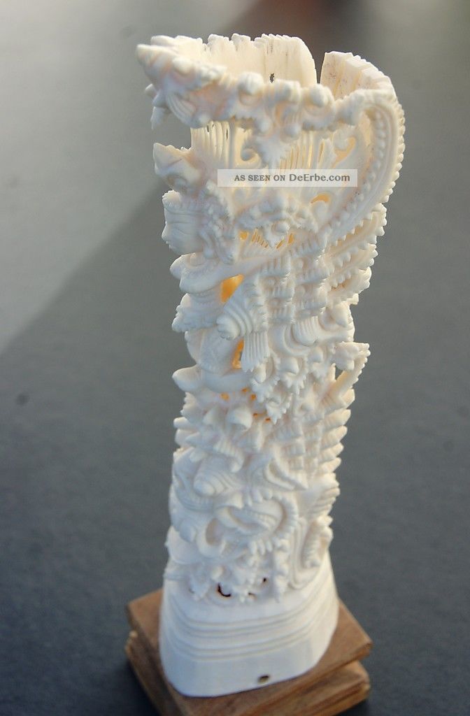 Sehr Fein Geschnitzte Knochen / Bein Skulptur Mit Fabelwesen Beinarbeiten Bild