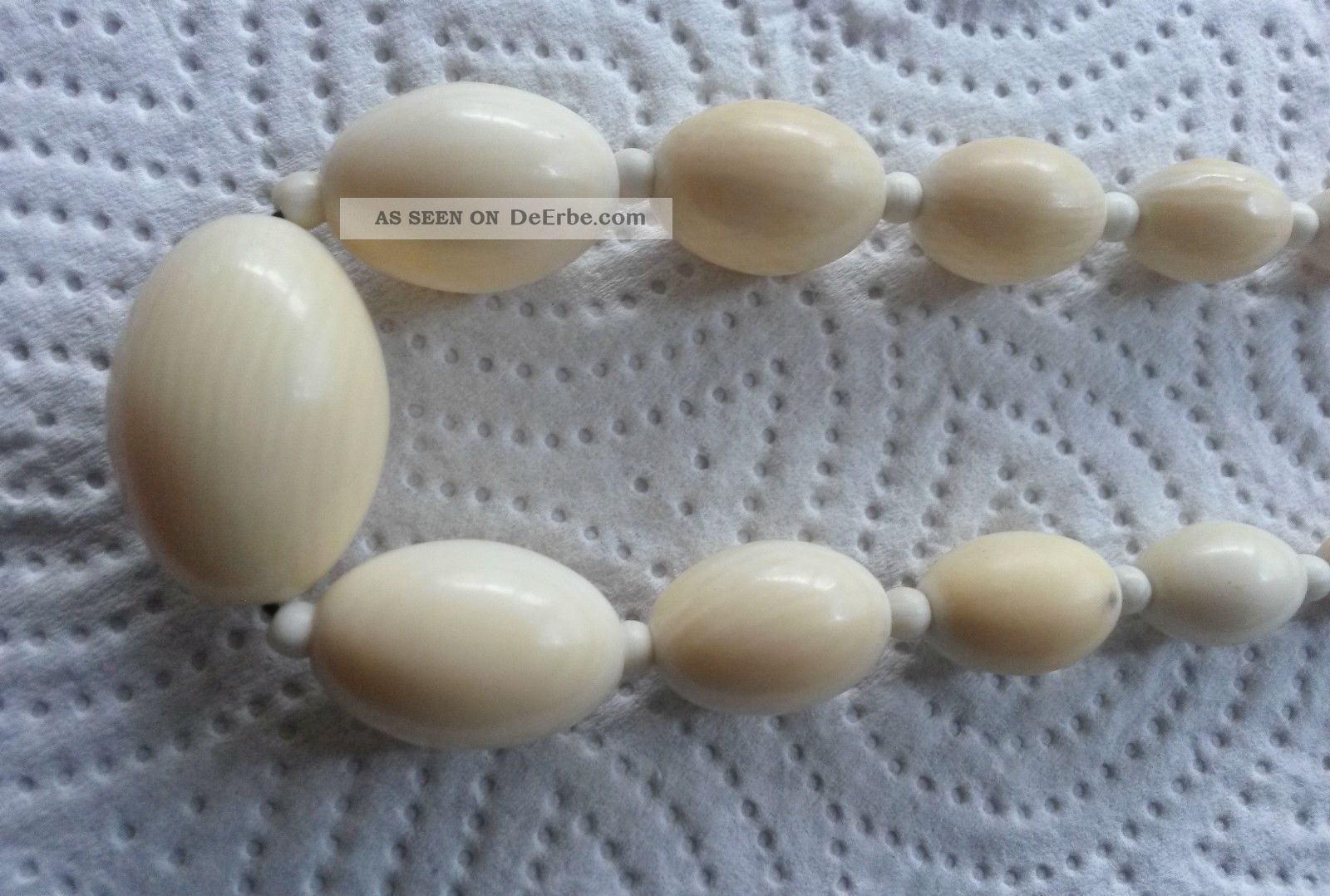 Beinkette,  Traumhafte Jugendstil Echt Beincollier Oliven Form 25,  72 Gramm Beinarbeiten Bild