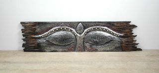 Wandbild Bild Buddhas Auge Holzschnitzerei Indonesien Holz 100cm Asien Silber Bild