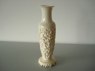 SchÖne Antike Rosen Geschnitzte China Beinvase Handarbeit Ansehen Top Bild