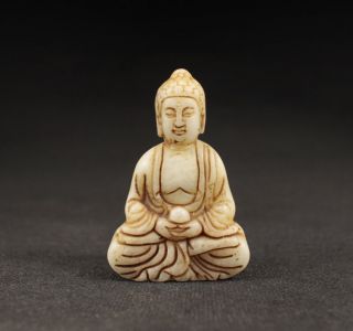 Alte Buddha Skulpturen Anhänger Netsuke,  Natürlicher Jade Stein,  China Bild