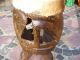 Elfenbeinküste Antike Trommel Afrikanische Holzschnitzerei Geschnitzt Handarbeit Entstehungszeit nach 1945 Bild 7