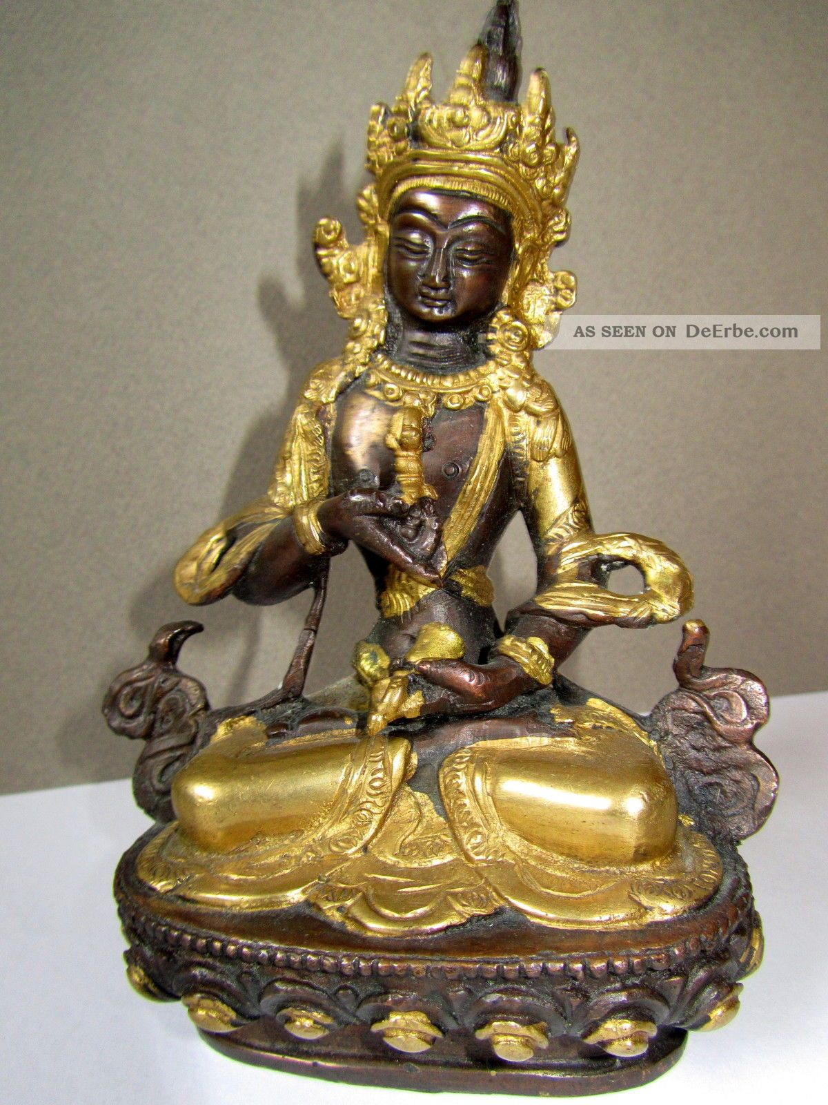 Buddha Ganesha Vajrasattva Glocke Yoga Mantra Figur Statue Bronze Gold Nepal Entstehungszeit nach 1945 Bild