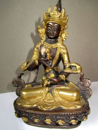 Buddha Ganesha Vajrasattva Glocke Yoga Mantra Figur Statue Bronze Gold Nepal Bild