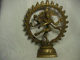 Figur Shiva Natraja Echte Indische Statue Bronze / Messing 24 Cm Bild