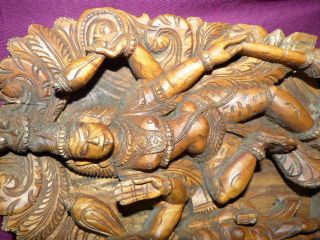 Antikes Holzrelief Vishnu Buddha Tempelfries Hausaltar Holzpanel Skulptur Indien Bild