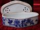 Döschen Porzellan China,  Blau Weiß,  Handarbeit,  Oval,  Luftlöcher Für Tee? Entstehungszeit nach 1945 Bild 2