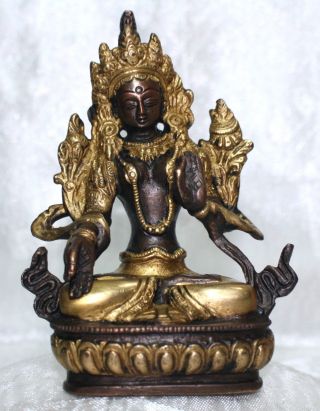 Weiße Tara White Tara Statue 13 Cm Messing Bronze Bodhisattva Tibet Nepal Buddha Bild