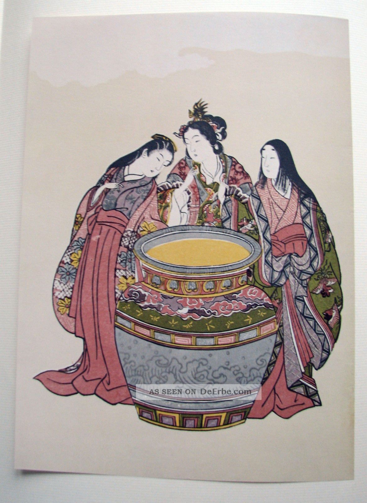 12 Japanische Holzschnitte /drucke Beautyful Women Harunobu Woodcut Erbstück Entstehungszeit nach 1945 Bild