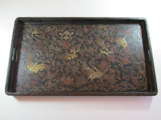 Großes Japanisches Lacktablett,  Holz,  Um 1900 / 20,  Ca.  31,  5 X 54,  5 Cm Bild