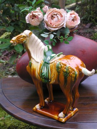 Alte Skulptur Tierfigur Tang Pferd Keramik Asiatika China Kunsthandwerk Gemarkt Bild