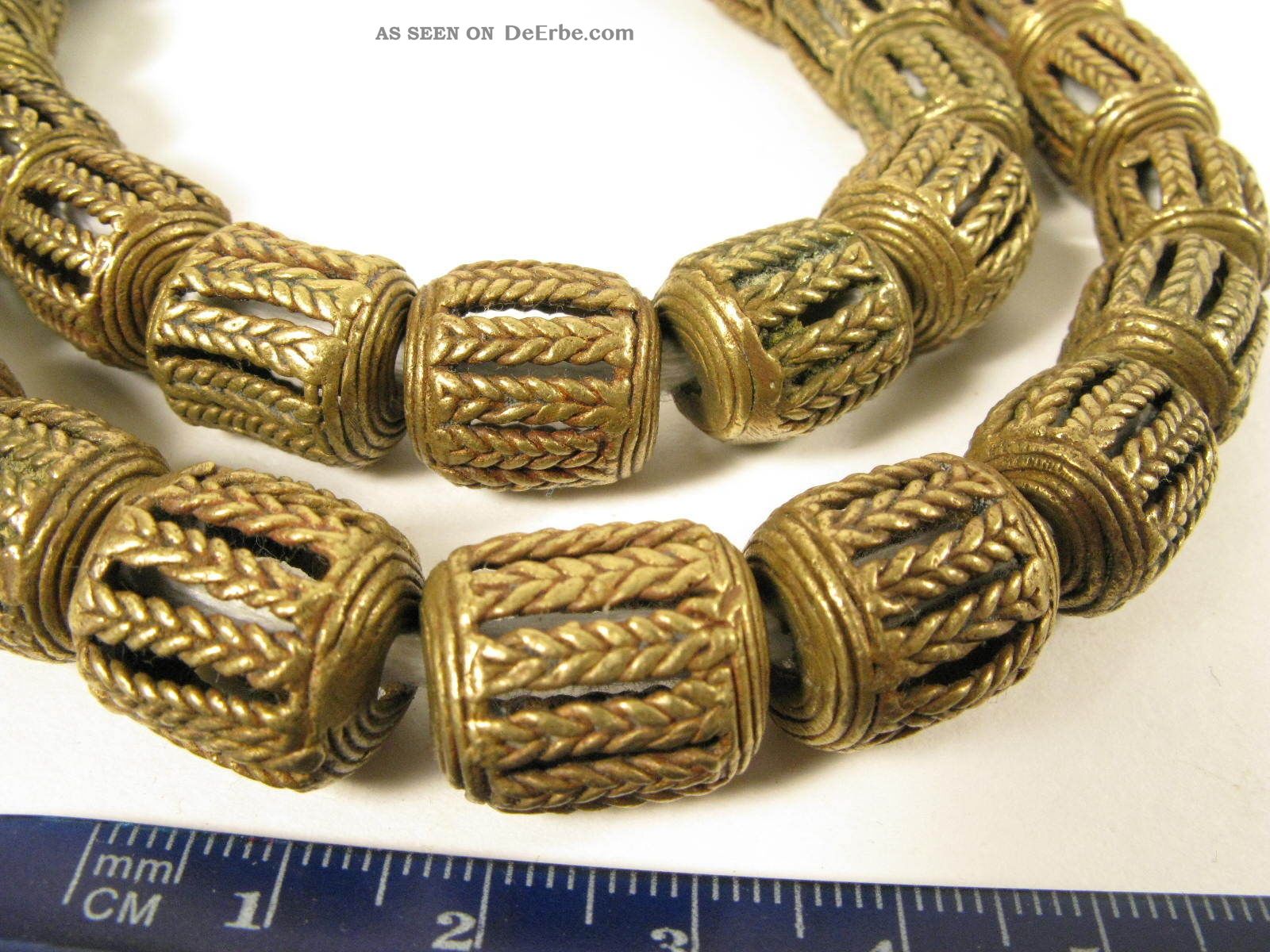 Schöner Strang Messingperlen Gelbguß Ghana Brass Beads Ashanti Akan Afrozip Entstehungszeit nach 1945 Bild