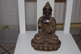 Schöner Buddha Nepal Bronze / Messing 18 Cm. Bild