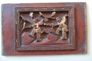 Antike Holz - Schnitzerei - Kunst Aus China,  Teilweise Vergoldet 19 Jh. Bild