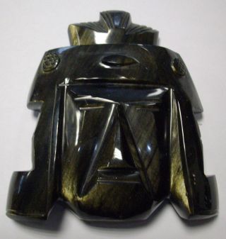Mexiko Maya Maske Aus Edelstein Obsidian 12cm Mexico Südamerika Bild