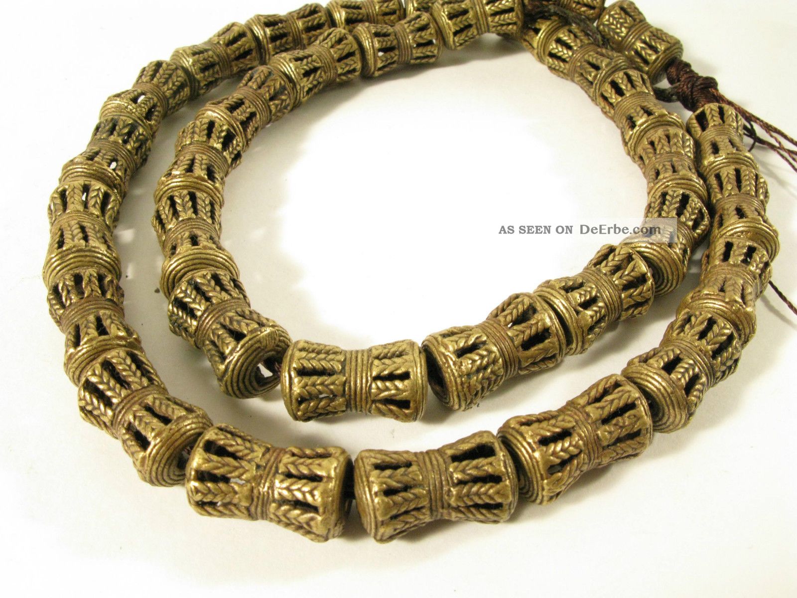Schöner Strang Messingperlen Gelbguß Ghana Brass Beads Ashanti Akan Afrozip Entstehungszeit nach 1945 Bild