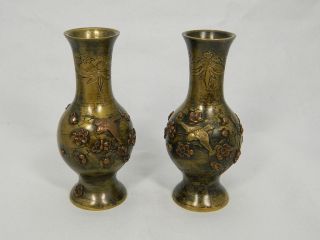 Paar Feine Miniaturvasen Aus Messing Sentoku Vase Höhe 10 Cm Meiji Japan Um 1900 Bild