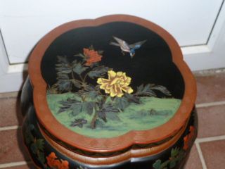 Antiker Chinesischer Lacktisch - Blumenhocker - Asien - Blumenmalerei (1) Bild