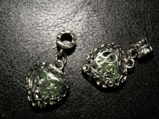 2 Silber Amulett Medaillon Kugel Perle Herzen Anhänger Engelsrufer Schutzengel Bild
