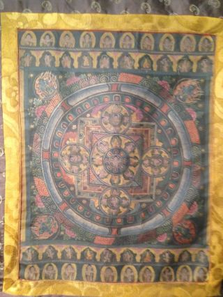 Thangka Mandala Ca 19 Jhdt.  60 X 60 Cm In Seide Gefasst Bild