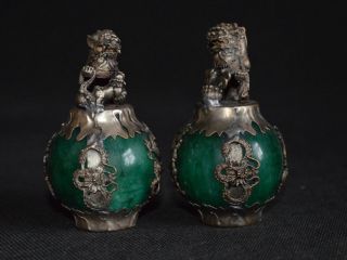 Sammeln Alte Chinesische Jade Tibet Silber,  Lion Drache Skulpturen Dekoration Bild