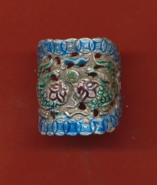 Sehr Schöner Alter Silber - Ring China Emailliert Enamel Verstellbar Bild