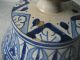 Keramik Aus Marokko: Alter Tagine Tajine Deckel Blaues Muster Silberblechmontur Islamische Kunst Bild 3