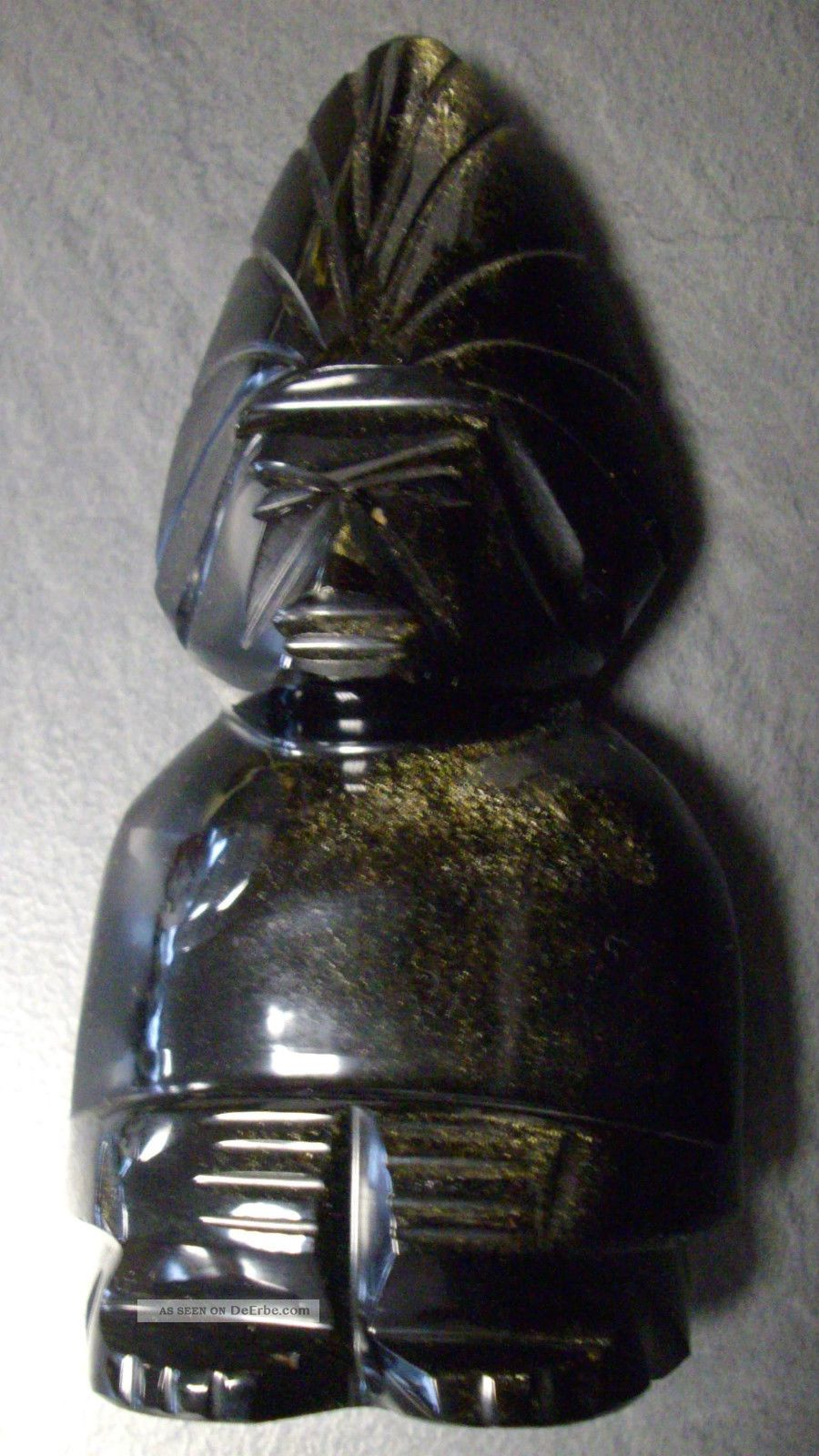 Mexiko Maya Figur 2 Aus Edelstein Obsidian 11cm Mexico Südamerika Internationale Antiq. & Kunst Bild