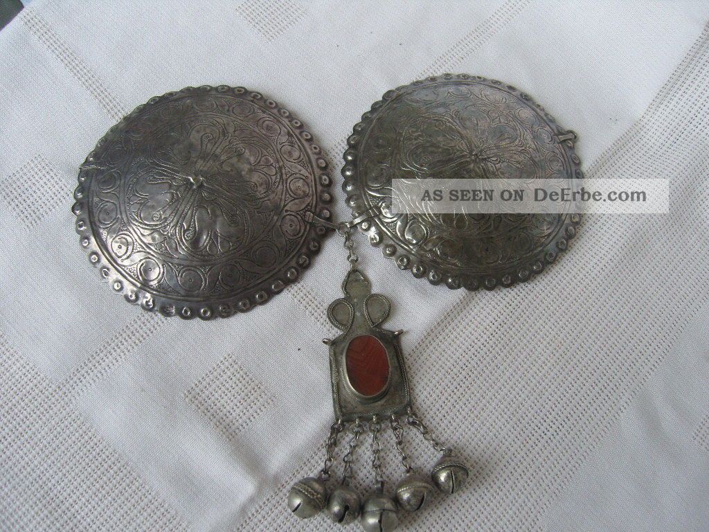 Turkmenisch - Kopf - Bzw.  Brustschmuck - Beduinensilber / Karneol F Islamische Kunst Bild