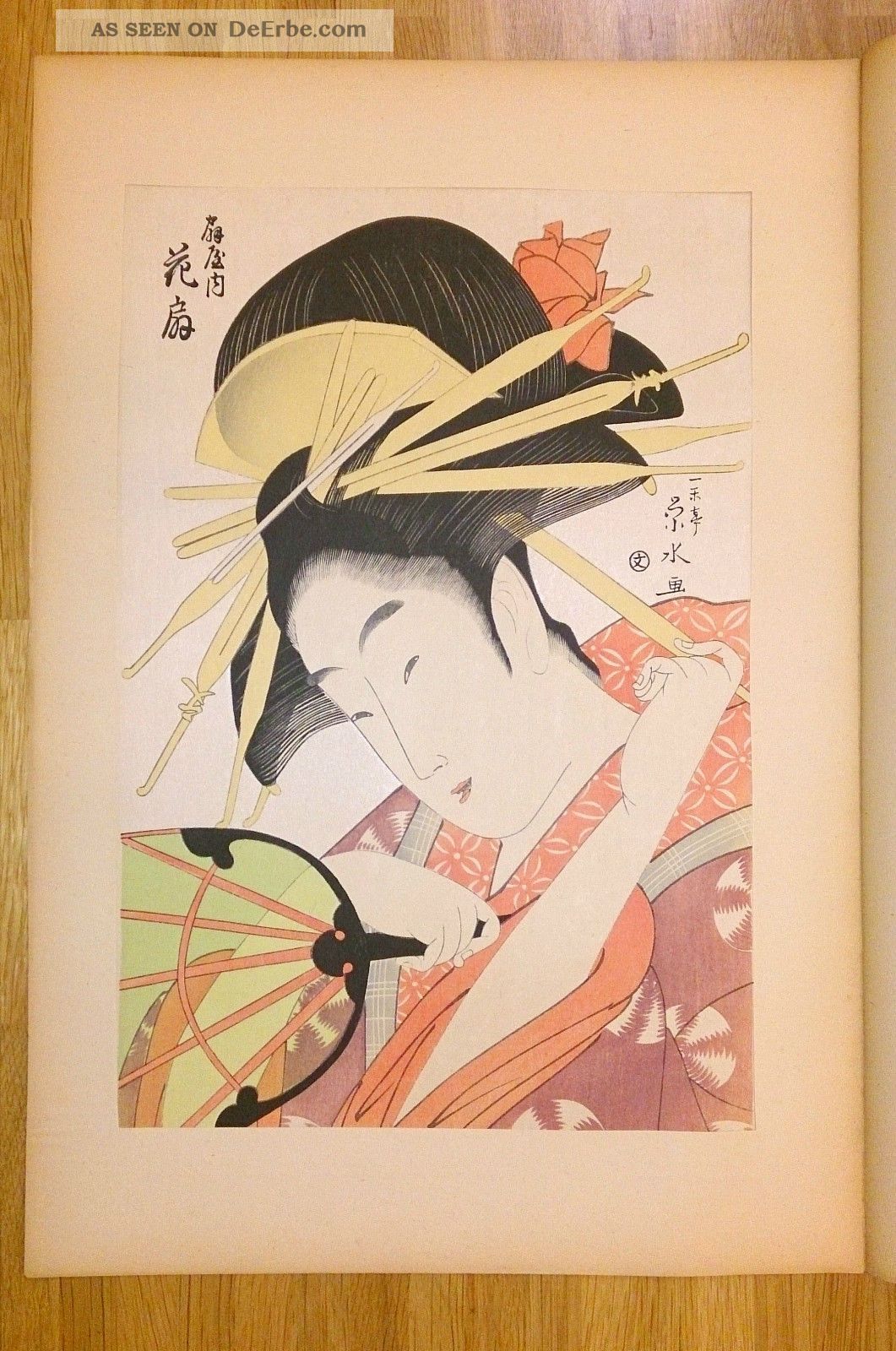 Geisha - Japanischer Holzschnitt,  Woodblock Print - Made In Occupied Japan Entstehungszeit nach 1945 Bild