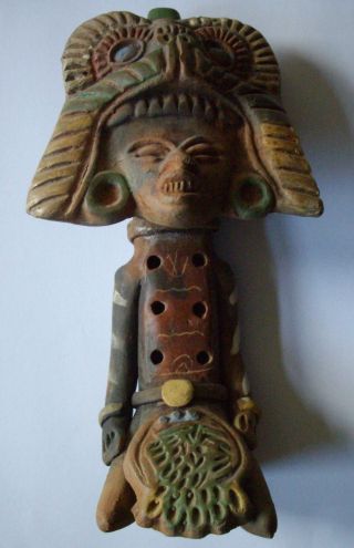 Mexiko Maya Inka Ton Flöte Skulptur 23cm Mexico Südamerika Bild