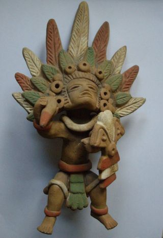 Mexiko Maya Inka Ton Figur Krieger 23cm Mexico Südamerika Bild