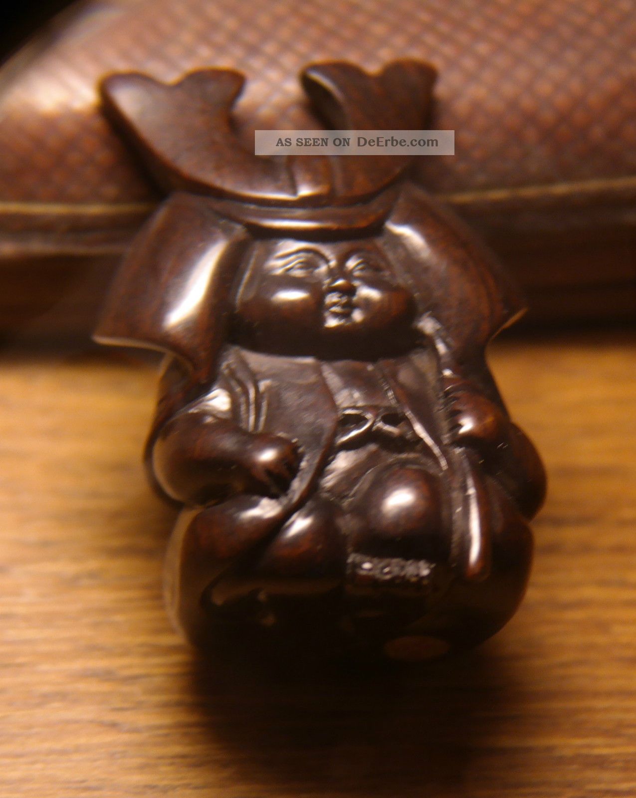 Netsuke Asiatika Japan Schnitzerei Handschmeichler Signiert Krieger Entstehungszeit nach 1945 Bild