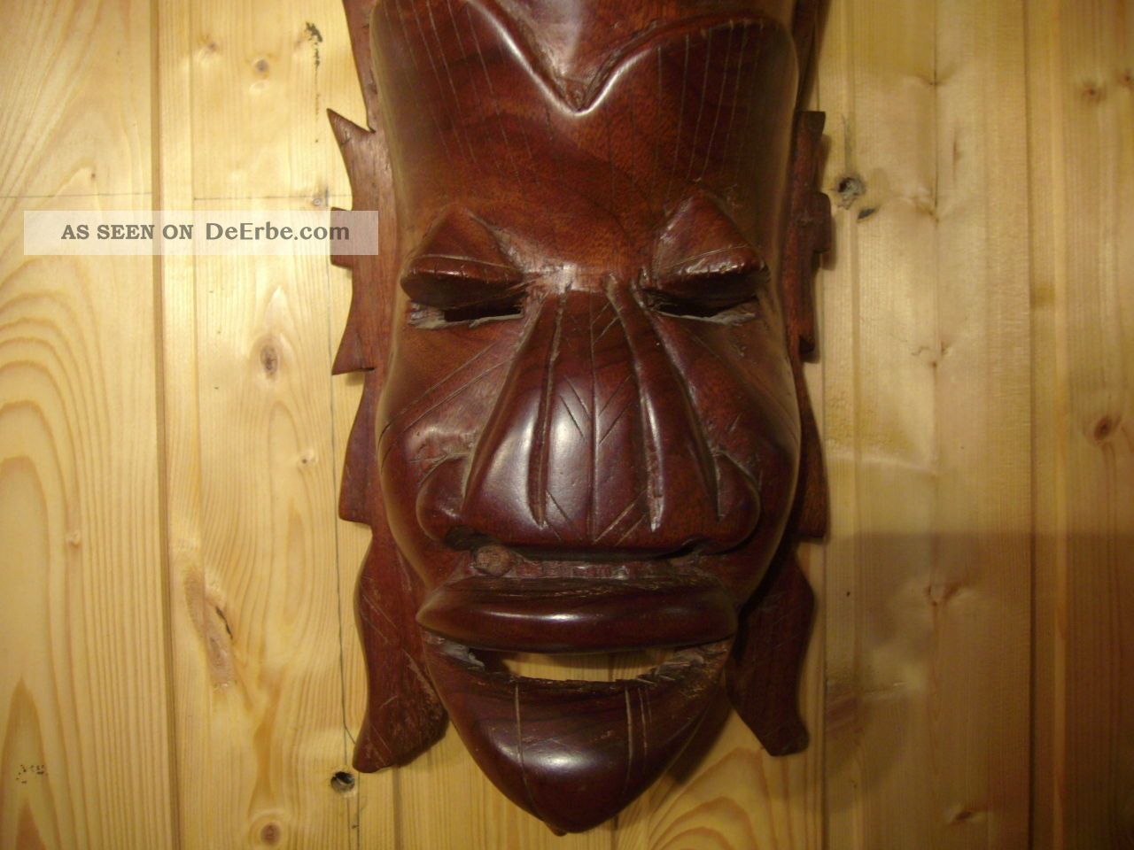 2er Elefanten Holzmaske Wandmaske Holz Afrika Glücksbringer Deko