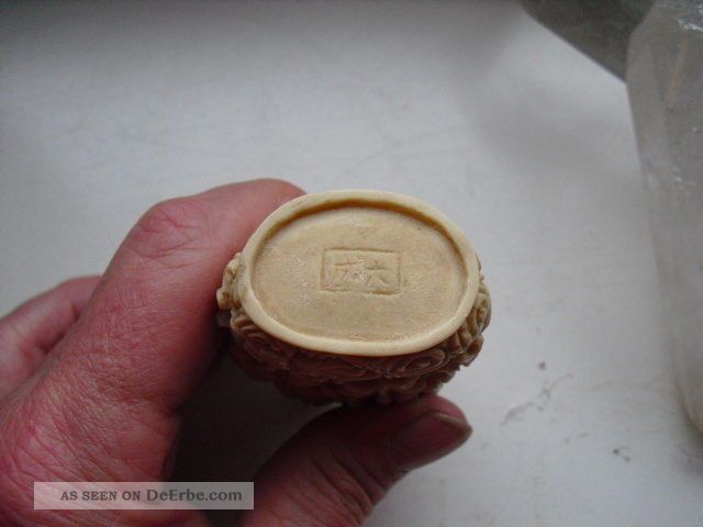 Antike Chinesische Snuff Bottle Flakon Um 1910 Edle Bein Schnitzerei Entstehungszeit nach 1945 Bild