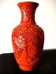 Chinesische,  Rot Geschnitzte Lack Vase In Einem Hervorragendem. Asiatika: China Bild 1