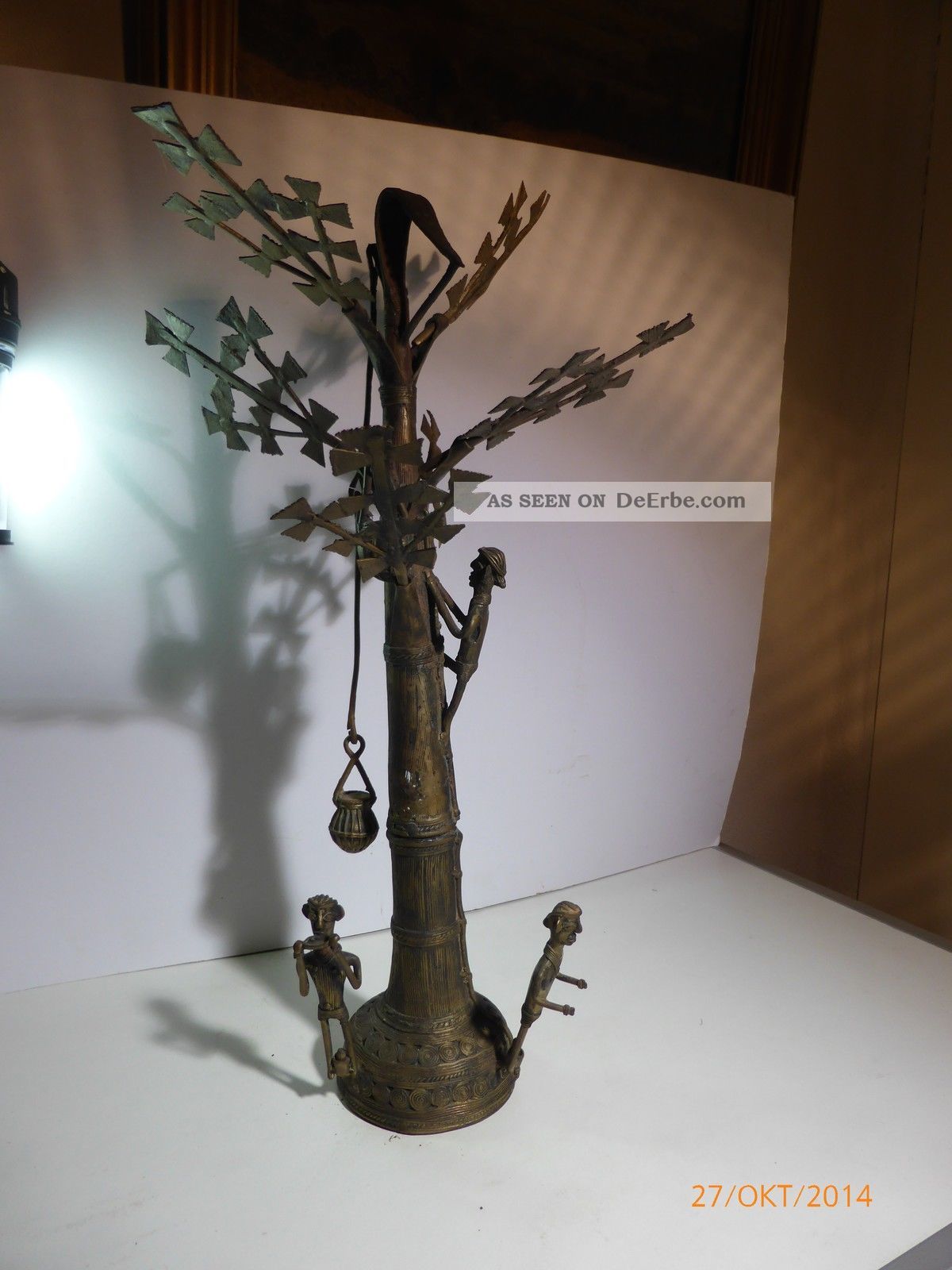 Bronze Statue,  Darstellung Ernte In Der Palmkrone,  Indien,  Höhe 60 Cm,  Ca.  8 Kg Entstehungszeit nach 1945 Bild