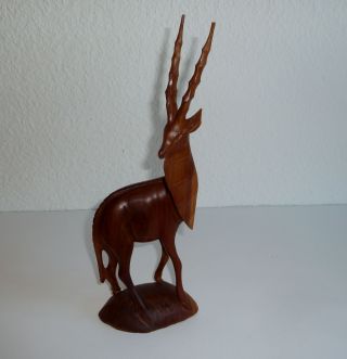 Afrika Kunst Figur Tier Antilope Groß Holz Teak? - 50er / 60er Jahre Bild