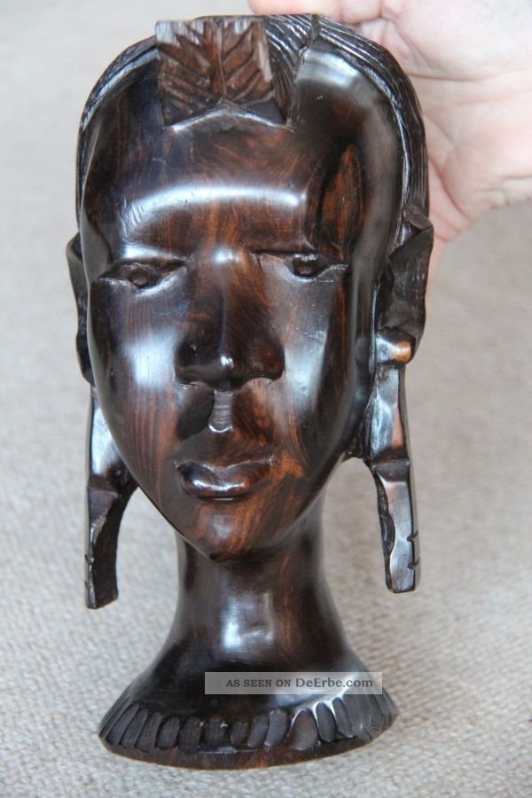 Frauenkopf Afrika Ebenholz 22 Cm Hoch Schwer Holz Entstehungszeit nach 1945 Bild