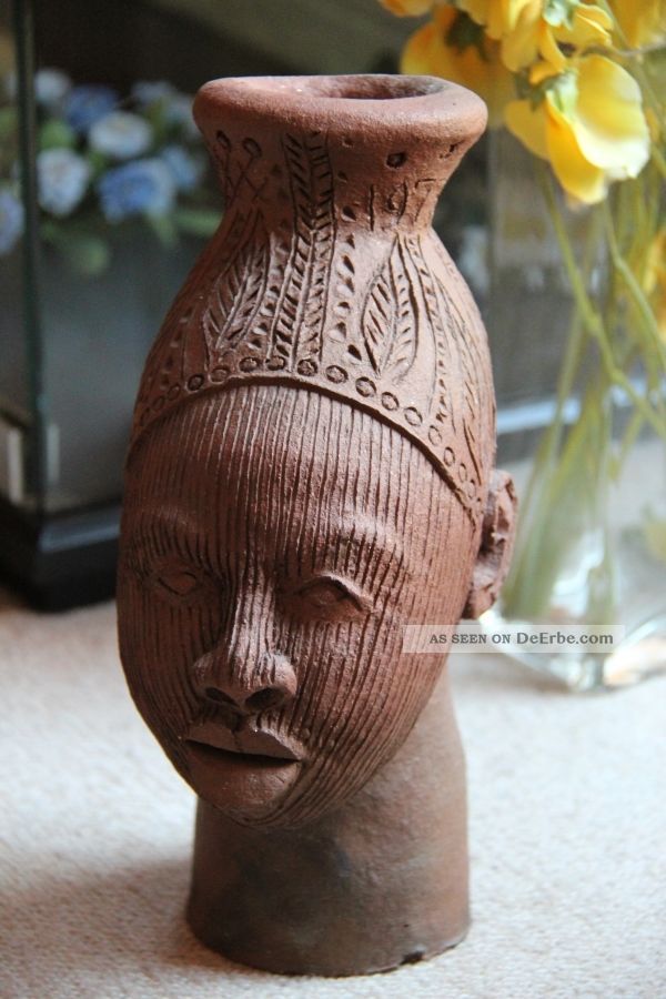 Frauenkopf Afrika Ton Keramik 26 Cm Hoch Festac 1977 (festival In Lagos) Entstehungszeit nach 1945 Bild
