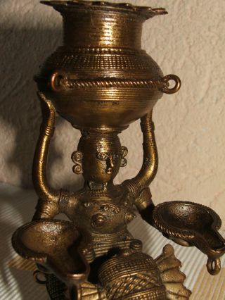 1antike Bronze/messing - Öllampe - Öllicht - Elefanten - Leuchter Ca.  18 - 19jh. Bild