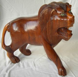 Tierskulptur Löwe Aus Holz 45 Cm Palisander - Geschnitzt Handarbeit Aus Pakistan Bild